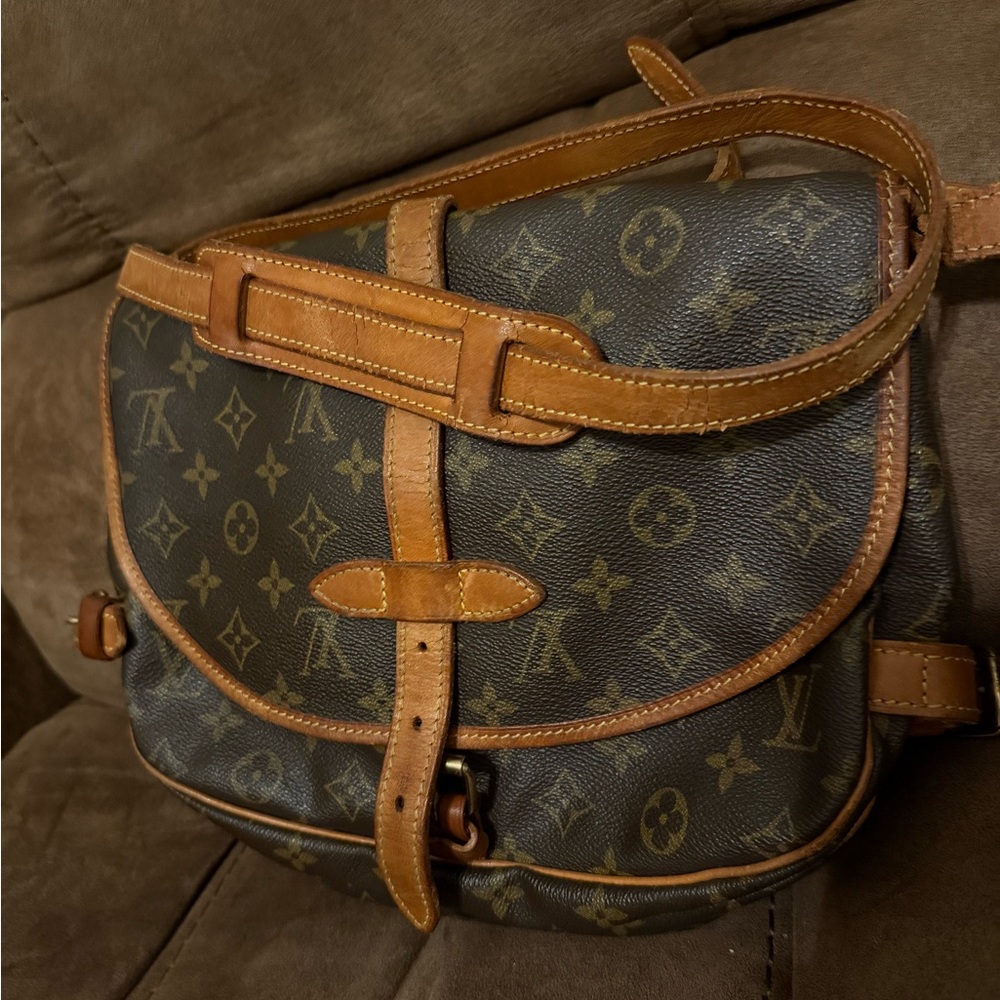 Louis Vuitton Brown Monogram Messenger Bag satchel REAL all blemishes in pics!